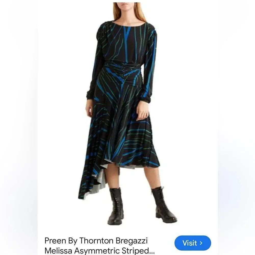Preen by Thornton Bregazzi Black Dress with Blue and Green Accents